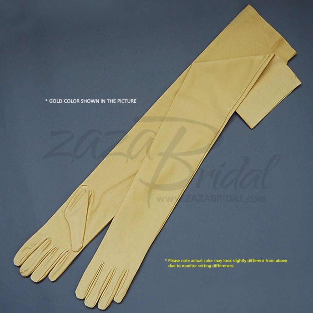 23.5″ Long 4-Way Stretch Matte Finish Satin Gloves Opera Length 16BL - Gold